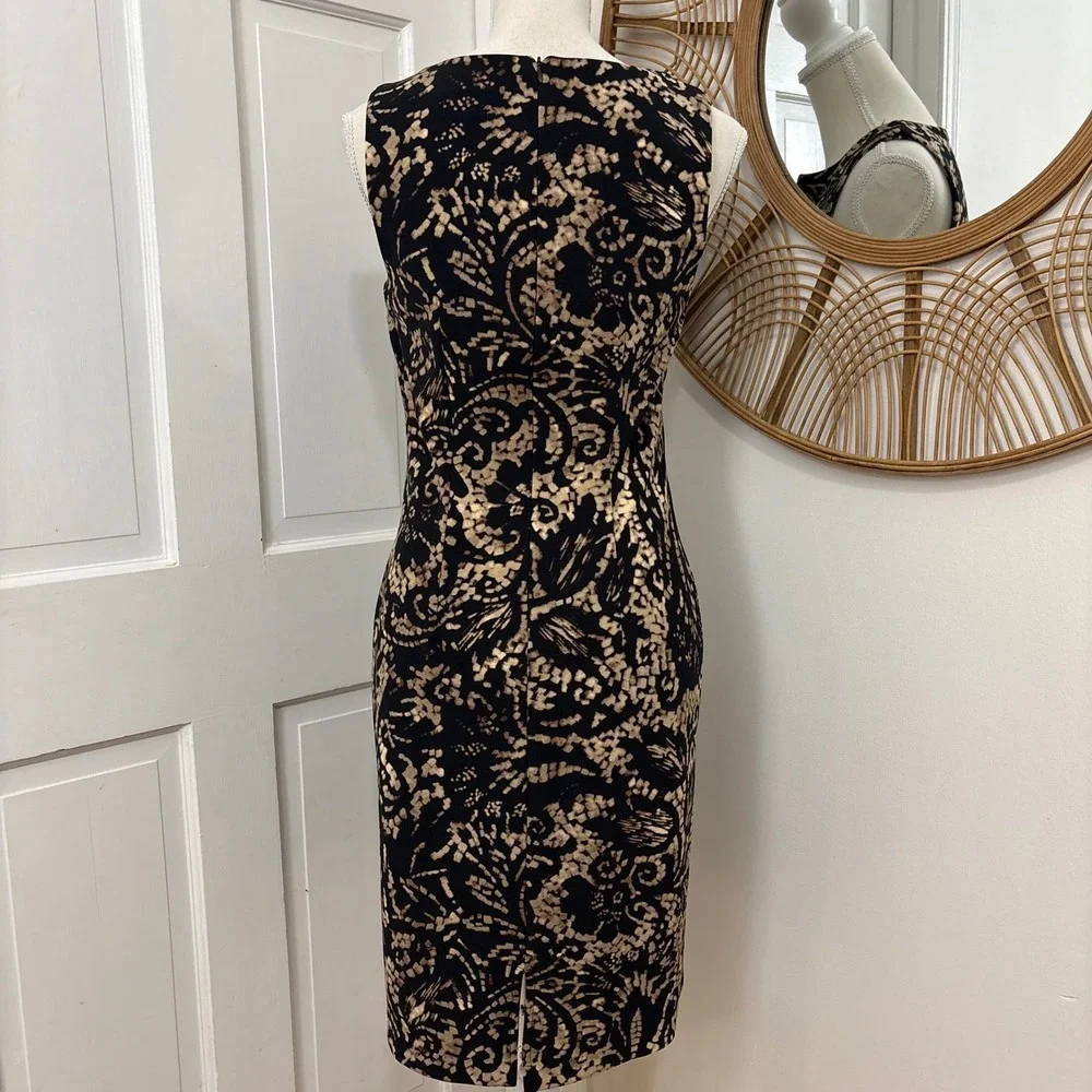 Coldwater Creek Sheath Dress 6 Artsy Chic Split V Neck Career Office Modest